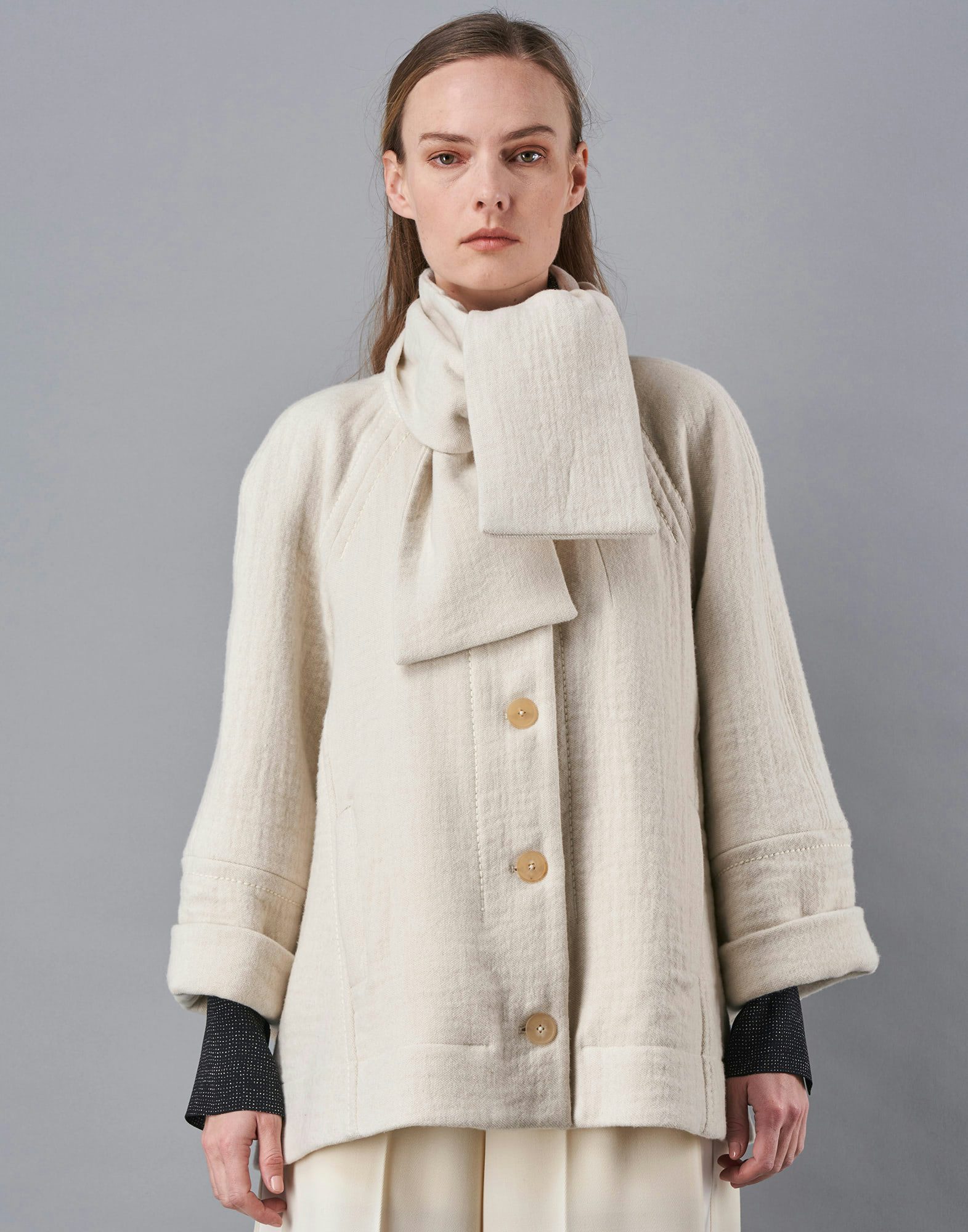 RHYTHM: Cream short raglan sleeve coat with 