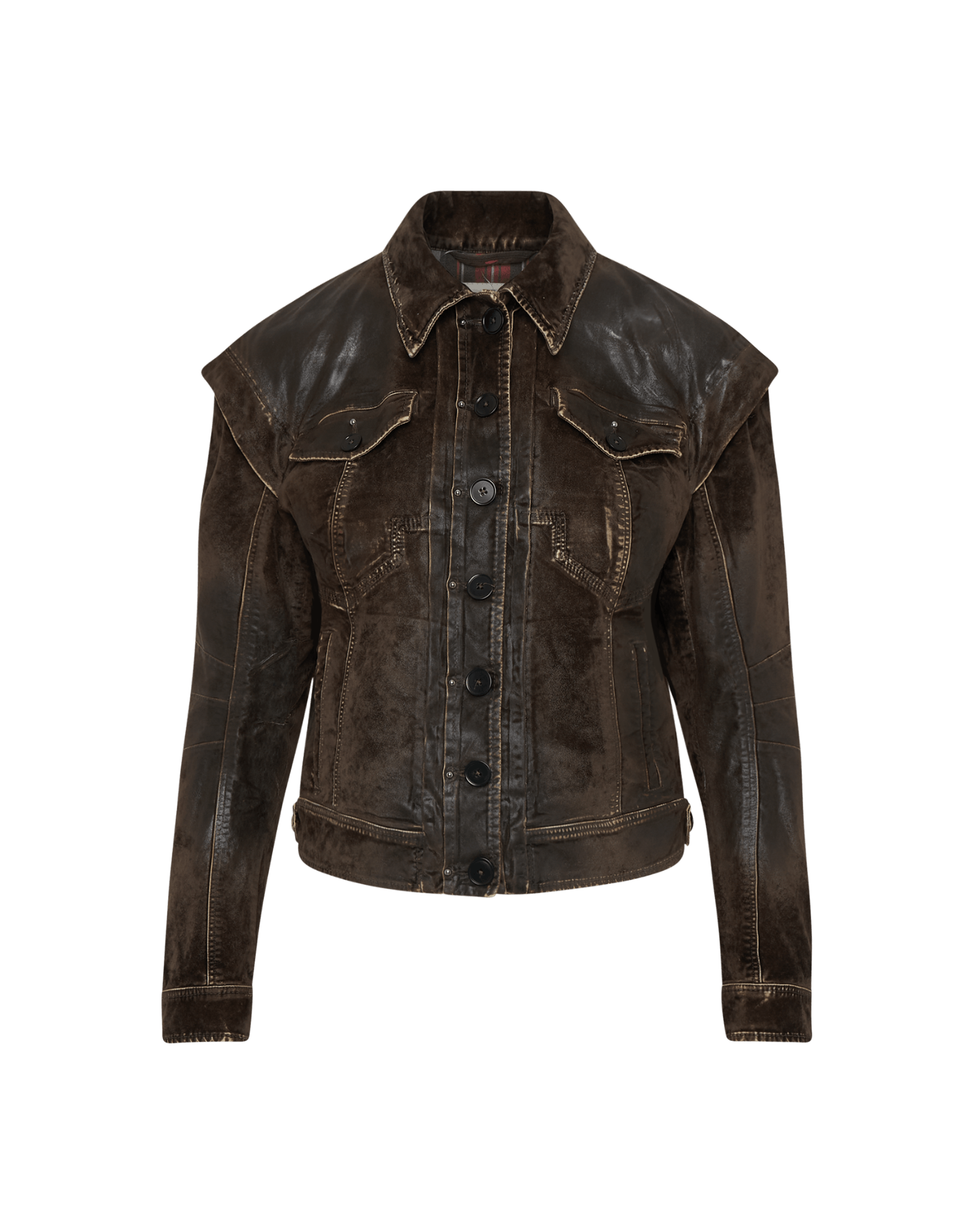 ABILITY: Jeans style jacket in dark brown flocked cotton