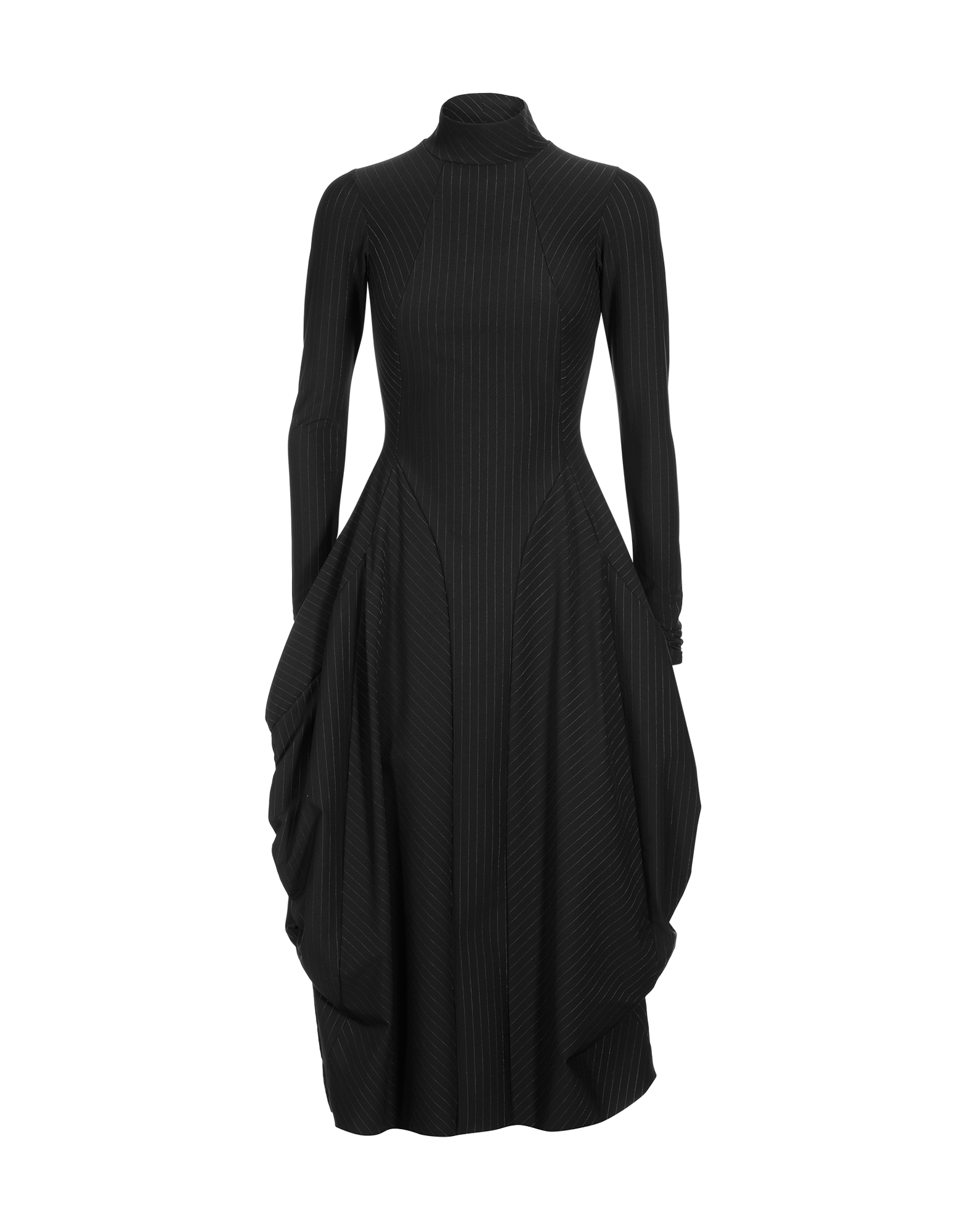 black pinstripe dress