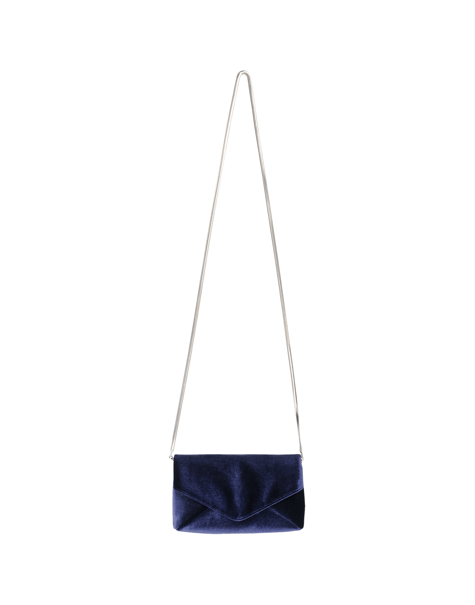 navy blue and silver clutch bag