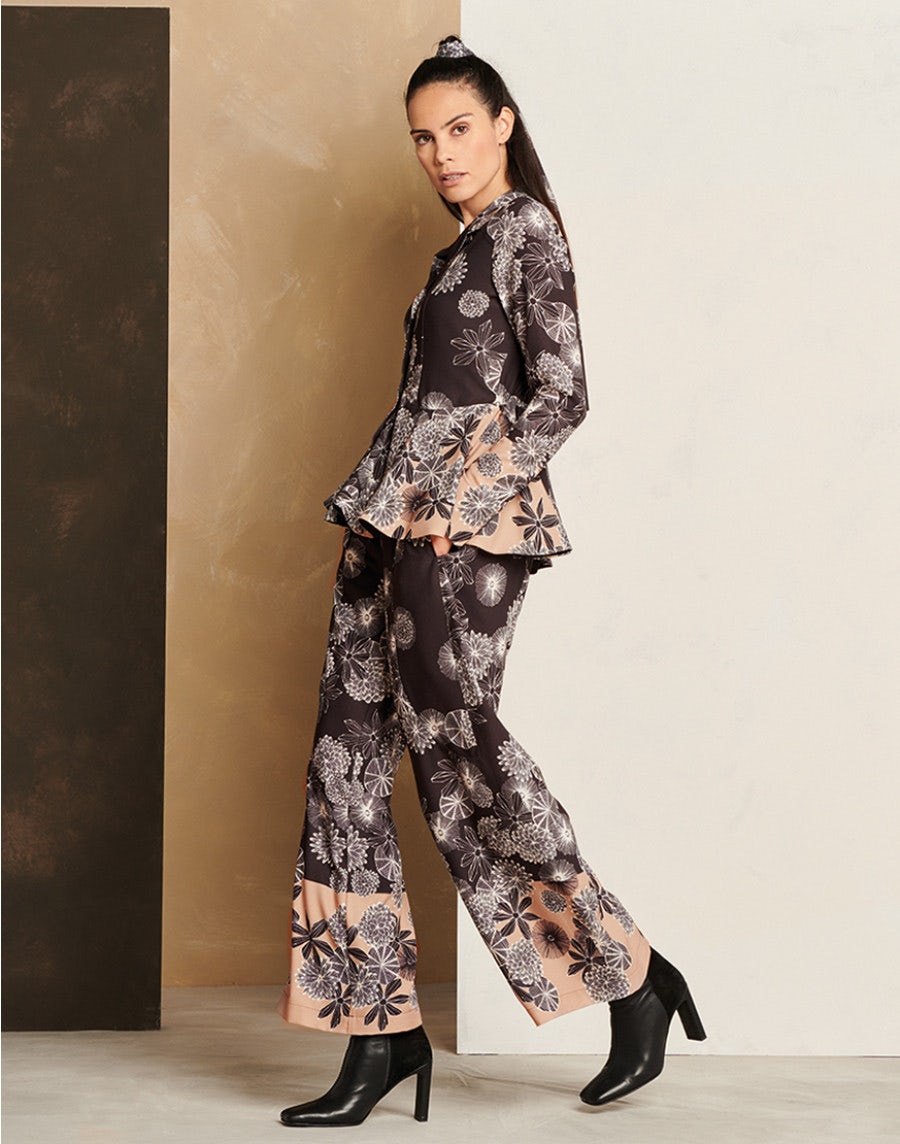 TENDER: Palazzo leg pyjama pants with graphic floral print