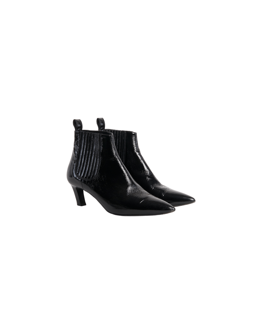 PRECISION: Pull-on patent ankle boots 