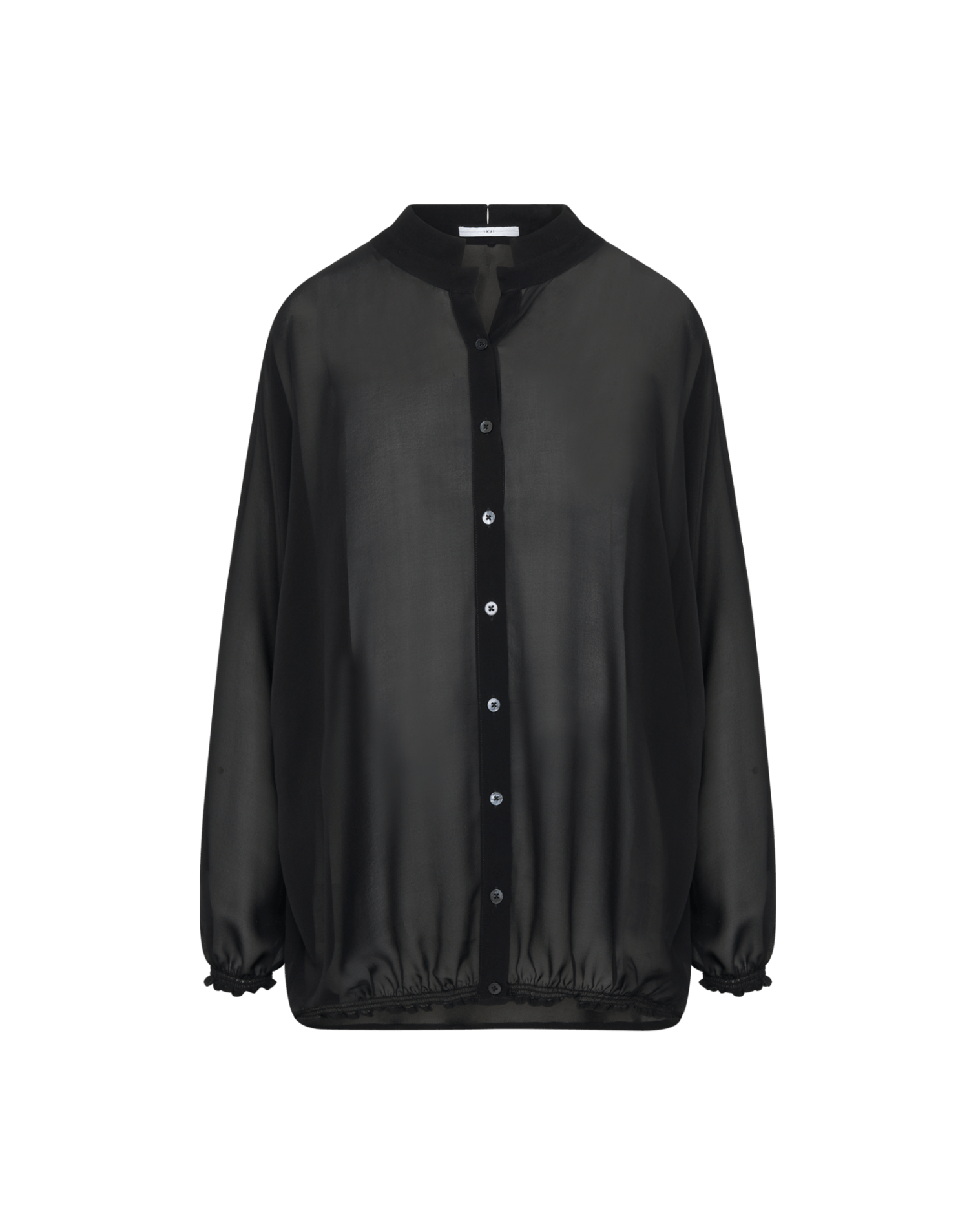 MANON: Black wide shirt in silk georgette