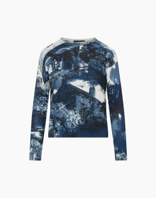 BOSS - Cotton sweater with tie-dye print